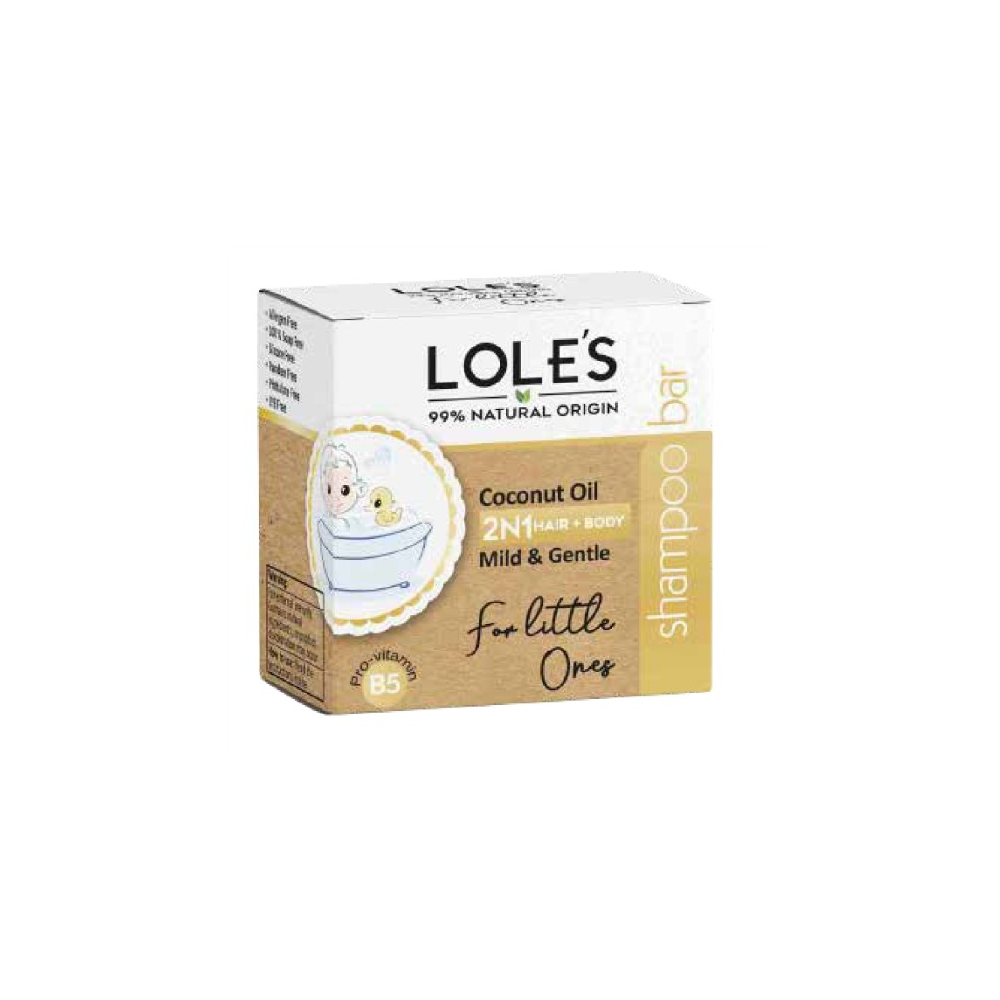 Lole's Shampoo y Acondicionador Barra Aceite de Coco 2 en 1 para Bebes 100 gramos C1272 Lole's