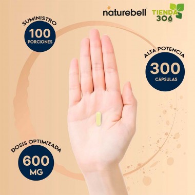 Naturebell Acido Alfa Lipoico 600 mg con Vitamina B1 Complex 300 Cápsulas V3441 Naturebell