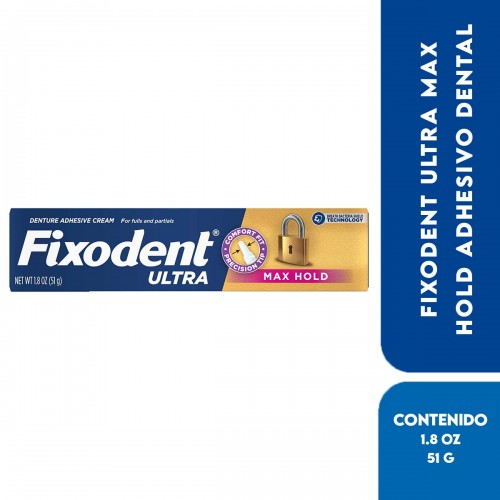 Fixodent Ultra Max Hold Adhesivo Dental 1.8 oz (51g) C1150 FIXODENT