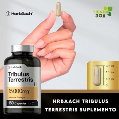 Horbaach Tribulus Terrestris Suplemento para Hombre 15,000 mg 180 Cápsulas V3398 Horbaach
