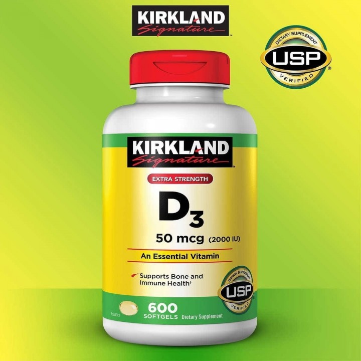 Kirkland Vitamina D3 50 mcg (2000 IU) 600 Cápsulas Blandas V3006 Kirkland Signature