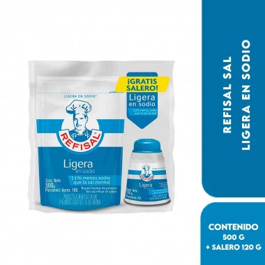 Refisal Sal Ligera en Sodio DoyPack 500 g + Salero 120 g D1340 REFISAL