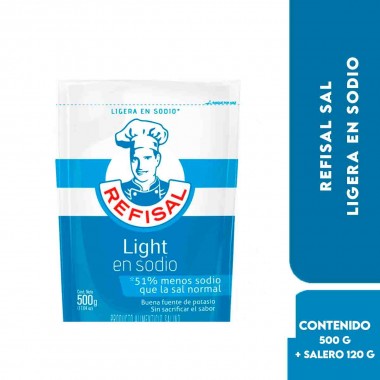 Refisal Sal Ligera en Sodio DoyPack 500 g + Salero 120 g D1340 REFISAL