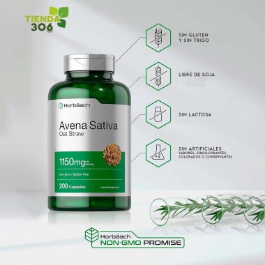 Horbaach Extracto de Avena Sativa 1150 mg 200 Capsulas V3485 Horbaach