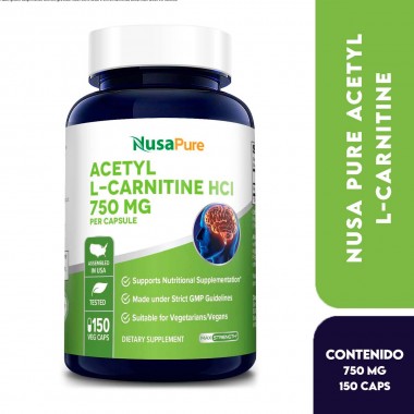 Nusa Pure Acetyl L-Carnitine 750 mg 150 Cápsulas Veganas V3369 Nusa Pure