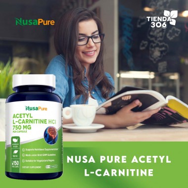 Nusa Pure Acetyl L-Carnitine 750 mg 150 Cápsulas Veganas V3369 Nusa Pure