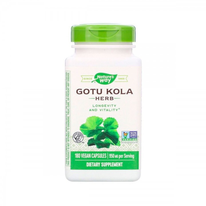Natures Way Gotu Kola Herbal 950 mg 180 Capsulas Vegetarianas V3157