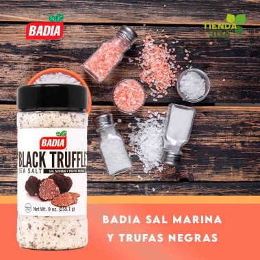 Badia Sal Marina y Trufas Negras - Black Truffle Sea Salt, 255.1 g (9 oz.) D1330 BADIA