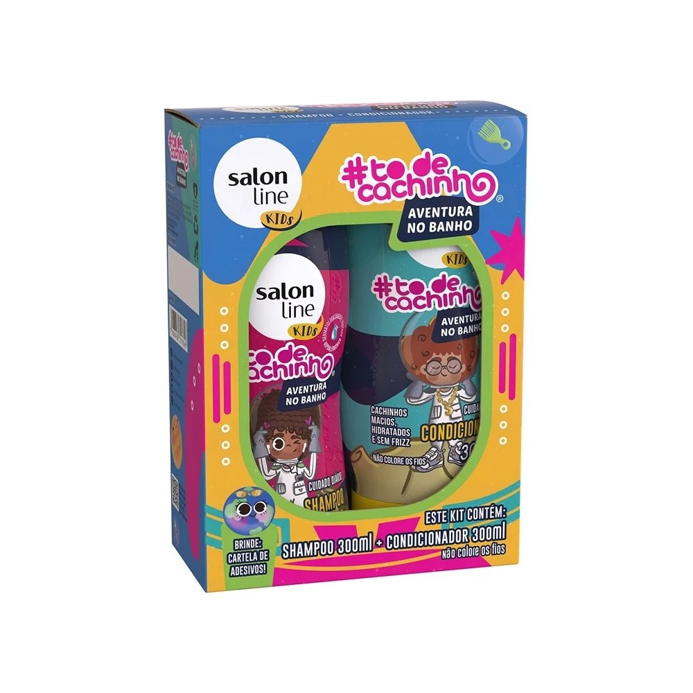 Salon Line Kit Shampoo + Acondicionador Cuidado Diario - todecachinho Kids - Niños 300 ml C1285 Salon line