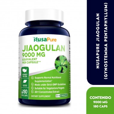 Nusapure Jiaogulan Gynostemma Pentaphyllum - Libre de Gluten - Sin Gmo 9000 mg 180 Cápsulas Vegetarianas V3491 Nusa Pure