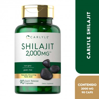 Carlyle Shilajit 2000 mg sin OMG y sin Gluten 90 Cápsulas de Liberación Rápida V3483 CARLYLE