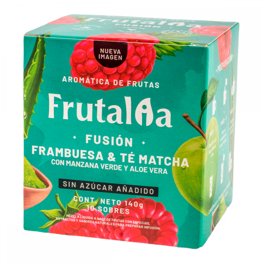 Frutalia Aromática Fusión Frutal - Frambuesa y Té Matcha sin Azúcar (Stevia) - Caja X 10 Sobres 140g T2160 Frutalia