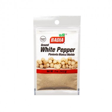Badia Pimienta Blanca Molida - Ground White Pepper 14.2 g (0.5 o.z) D1348 BADIA