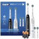 Oral B Kit De 2 Cepillos Dentales Electricos Power Toothbrush Crossaction Con 4 Cabezas Cepillo de Repuesto Y 4 Baterias C130...