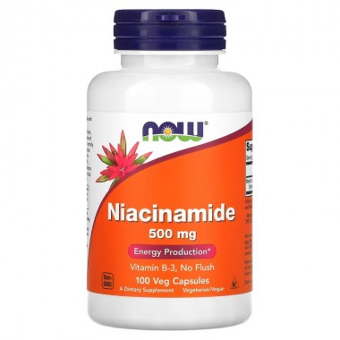 Now Niacinamida 500 mg 100 Cápsulas Vegetales V3504 Now Nutrition for Optimal Wellness