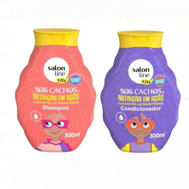 Salon Line Kids Shampoo + Acondicionador S.O.S. Cachos Nutrición - Cabello Crespo 300 Ml C1299 Salon line
