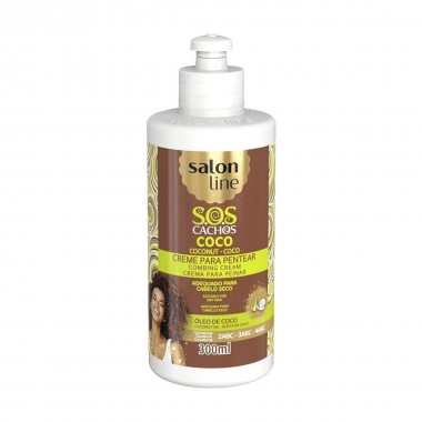 Salon Line Crema Para Peinar S.O.S. Con Aceite de Coco - Cabello Seco - Cabello Crespo - 300 ml C1288 Salon line
