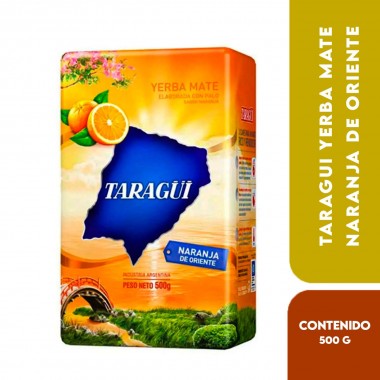 TARAGUI Yerba Mate Naranja de Oriente Elaborado con Palo Sabor a Naranja 500 g T2106 Taragüi