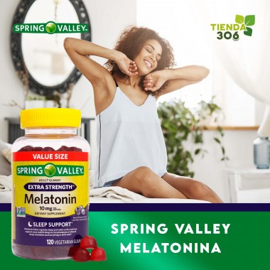 Spring Valley Melatonina 10 mg Sabor a Arándanos Soporte para el Sueño 120 Gomitas Vegetarianas V3511 SPRING VALLEY