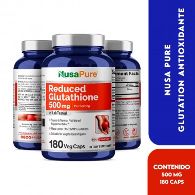 Nusa Pure Glutation 500 mg Antioxidante 180 Cápsulas V3100 Nusa Pure