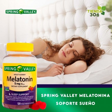 Spring Valley Melatonina 5 mg Sabor a Fresa Soporte para el Sueño 120 Gomitas Vegetarianas V3334 SPRING VALLEY