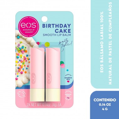 EOS Bálsamo Labial 100% Natural de Pastel de Cumpleaños Birthday Cake para Hidratar los Labios Secos 0,14oz (4g) C1307 eos ev...