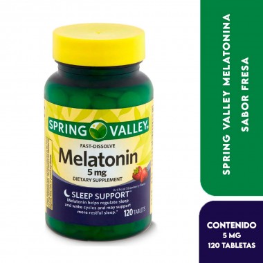 Spring Valley Melatonina 5 Mg Sabor a Fresa 120 Tabletas V3338 SPRING VALLEY