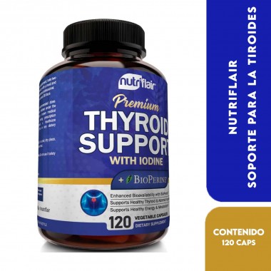 Nutriflair Soporte para la Tiroides - Thyroid Support con Yodo Ashwagandha y Pimienta Negra 120 Cápsulas V3507 Nutriflair