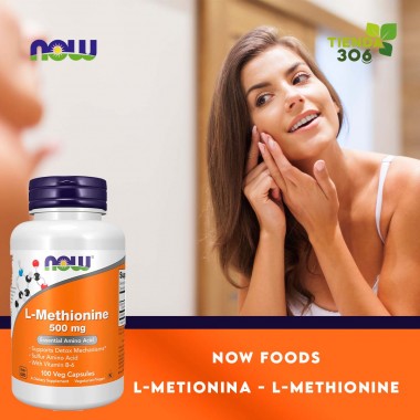 Now L-Metionina con Vitamina B-6 - L-Methionine 500 mg 100 Cápsulas Vegetales V3407 Now Nutrition for Optimal Wellness