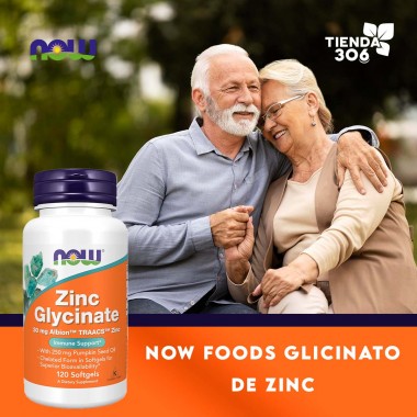 Now Glicinato de Zinc 120 Cápsulas Blandas V3493 Now Nutrition for Optimal Wellness