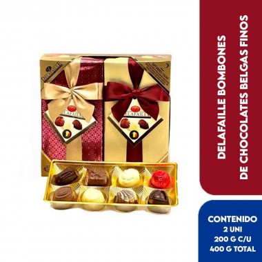 Delafaille Bombones de Chocolates Belgas Finos 2 Unidades 200 g c/u (7.05 oz) Total 14.1 oz (400g) D1363 Delafaille