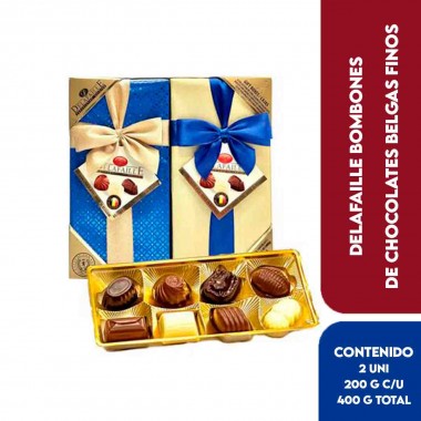 Delafaille Bombones de Chocolates Belgas Finos 2 Unidades 200 g c/u (7.05 oz) Total 14.1 oz (400g) D1363 Delafaille