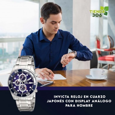 Invicta Reloj en Cuarzo Japonés con Display Análogo para Hombre - Modelo 17013 - Silver Watch H1017 Invicta