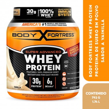 Body Fortress Whey Protein Proteina de Suero en Polvo Sabor a Vainilla 1.74 libras (792 g) V3355 BODY FORTRESS