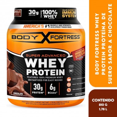 Body Fortress Whey Protein Proteína De Suero Sabor a Chocolate en Polvo 1.78 Libras (810 g) V3495 BODY FORTRESS