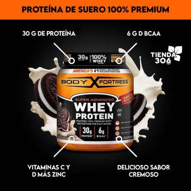 Body Fortress Whey Protein Proteína De Suero Sabor a Cookies N´ Creme en Polvo 1.78 Libras (810 g) V3503 BODY FORTRESS
