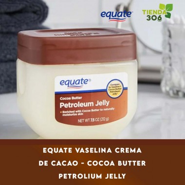 Equate Vaselina Crema de Cacao - Cocoa Butter Petrolium Jelly Made in Usa 7.5 oz (212 g) C1312 Equate