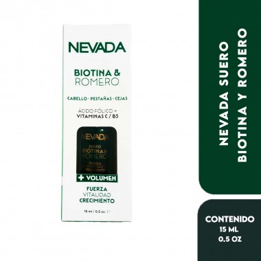 Nevada Suero Biotina y Romero Cejas y Pestañas 15ml (0.5 oz) C1222 Nevada Natural Products