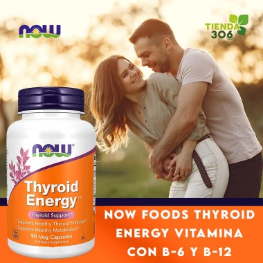 Now Thyroid Energy Vitamina con B-6 y B-12 Apoyo a la Tiroides 90 Cápsulas Veganas V3014 Now Nutrition for Optimal Wellness