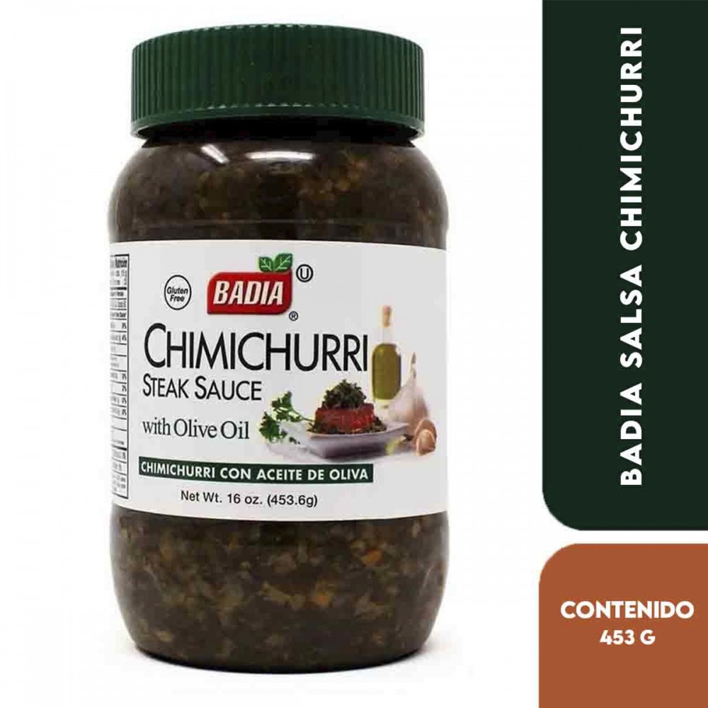 Badia Salsa Chimichurri - Steak Sauce With Olive Oil para Carnes con Aceite de Oliva 453.6 g (16 oz) D1352 BADIA
