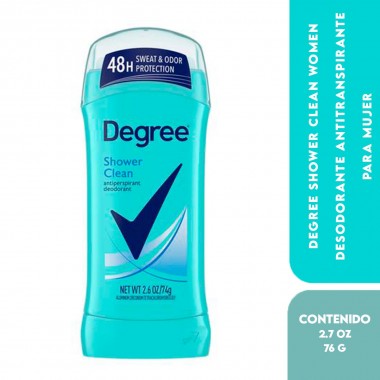 Degree Women Desodorante Antitranspirante Shower Clean Proteccion Sudor y Olor 48H 2.6 oz (74 g) C1316 Degree