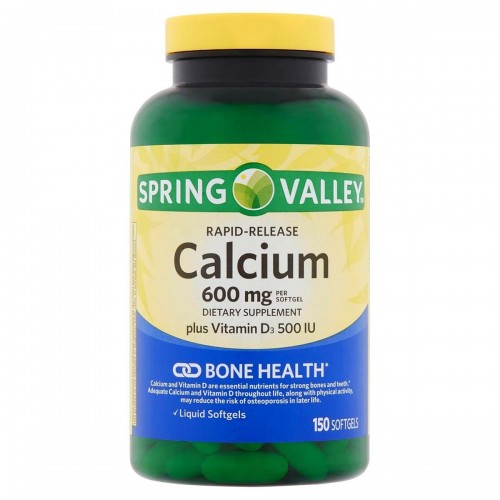 Calcio 600 mg + Vitamina D3 Spring Valley Salud Ósea 150 Cápsulas blandas V3182 SPRING VALLEY