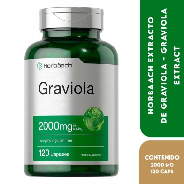 Horbaach Extracto de Graviola - Graviola Extract Sin-GMO Libre de Gluten 2000 mg 120 Cápsulas V3516 Horbaach