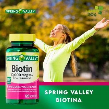 Spring Valley Biotina 10,000 mcg 120 Cápsulas Blandas V3464 SPRING VALLEY