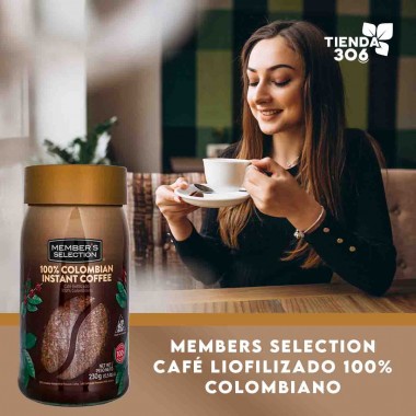 Members Selection Café Liofilizado 100% Colombiano – 100% Colombian Instant Coffee 230 g (0,5 lb) D1242 Members Selection