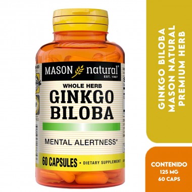 Mason Natural Premium Herb Ginkgo Biloba 125 mg Hierba Adaptógena 60 Cápsulas V3406 Mason Natural