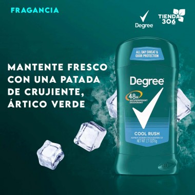Degree Mens Desodorante Antitranspirante Dry Protection Cool Rush Protección en Seco 48H 2.7 oz (76 g) C1004 Degree