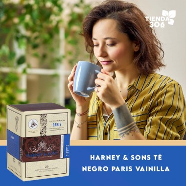 Harney & Sons Té Negro Paris Vainilla, Infusión de Grosellas, Caramelo y Cítricos 20 Bolsitas 1.6 oz (46 g) T2063 HARNEY & SONS