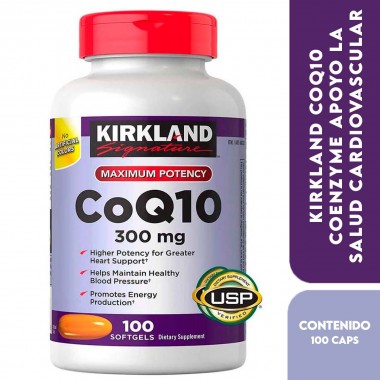 Kirkland CoQ10 Coenzyme 300 mg Apoyo la Salud Cardiovascular y la Presión Arterial Saludable 100 Cápsulas Blandas V3021 Kirkl...