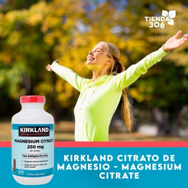 Kirkland Citrato de Magnesio - Magnesium Citrate 250 mg por Servicio 270 Cápsulas Blandas V3524 Kirkland Signature